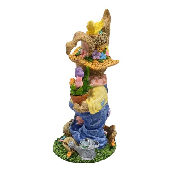 Dressed Gardening Resin Rabbit Figurine Easter Eggs Spring Cottage Chick Tulips - Picture 4 of 8